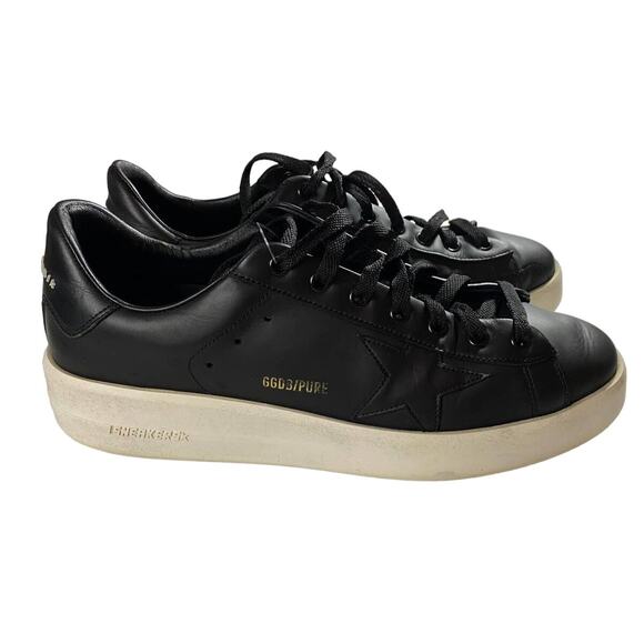 Golden Goose Pure-Star Low Black Leather Sneakers 42 (US 9-9.5) - Picture 3 of 9